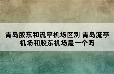 青岛胶东和流亭机场区别 青岛流亭机场和胶东机场是一个吗